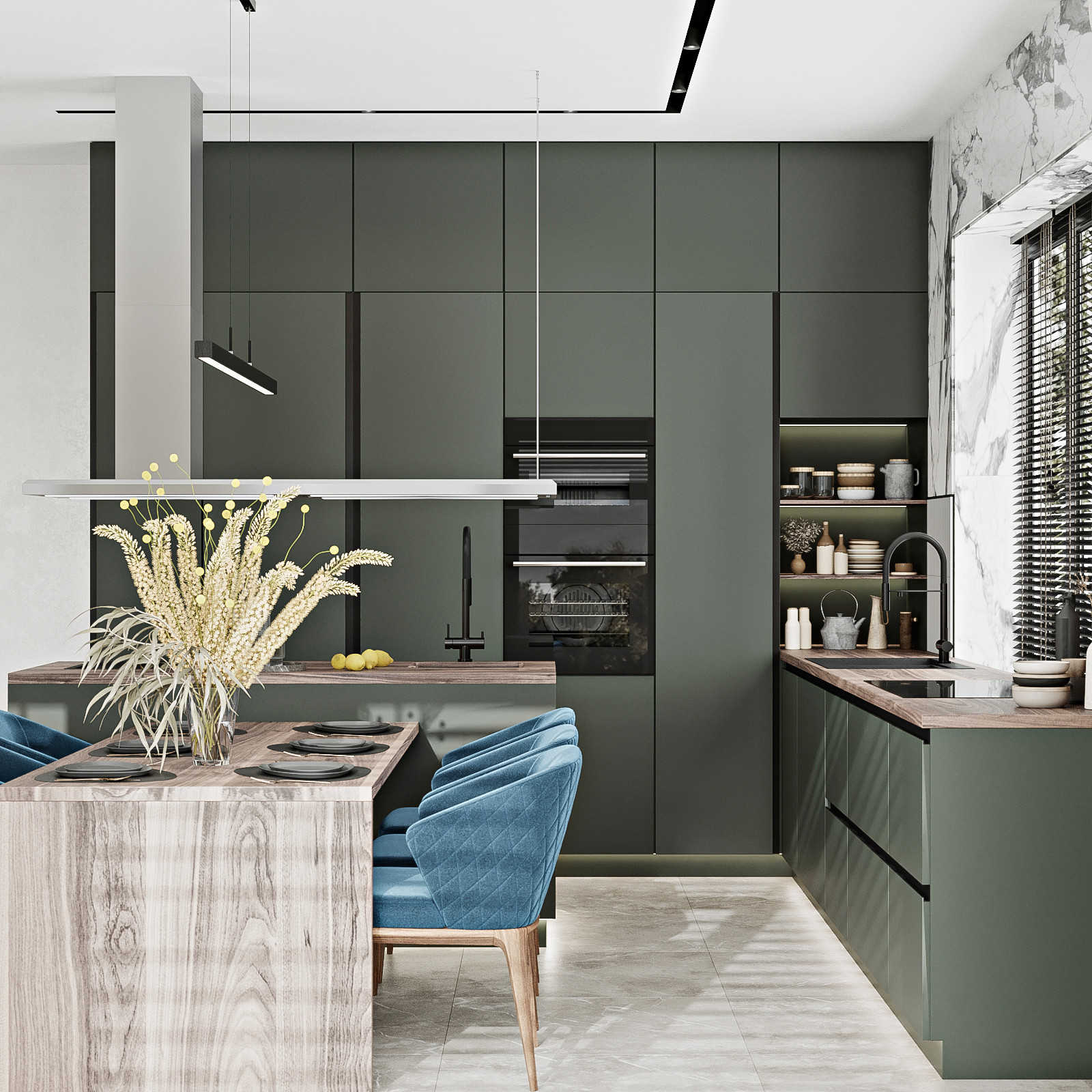 КП Первозванный 1, кухня-гостиная (вариант 3)