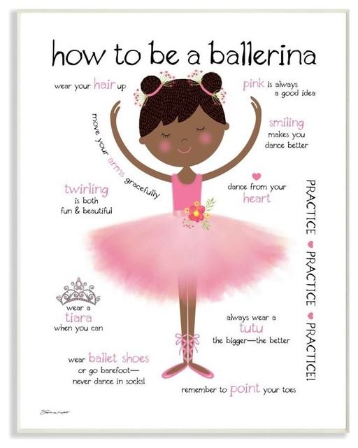 How to Be A Ballerina Diagram Black Haired, Wall Plaque, 12"x18"