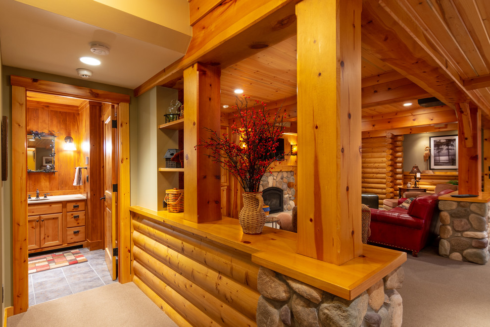 Modern Log Cabin Basement Remodel In Ann Arbor Michigan Rustic 