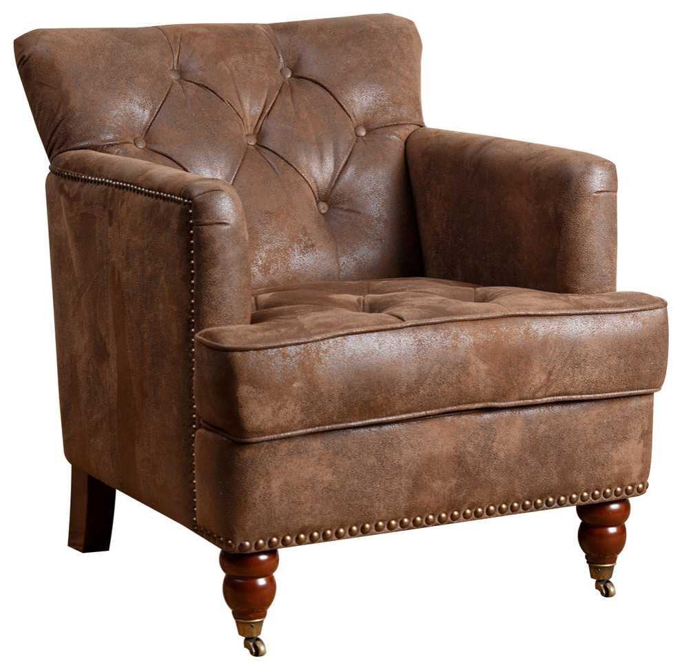 tafton dark blue fabric tufted club chair