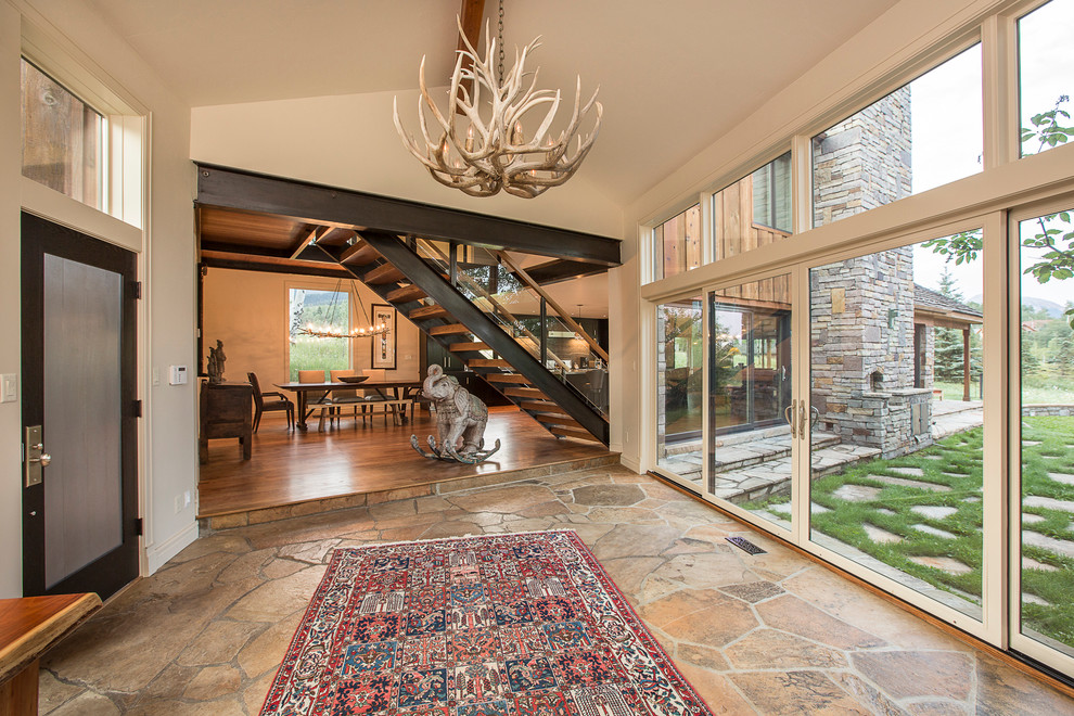 Photo of a contemporary entryway in Denver with a single front door.