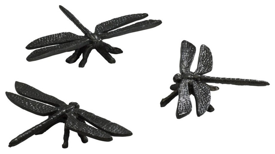 Cast Iron Dragonflies Figurines, Set of 3