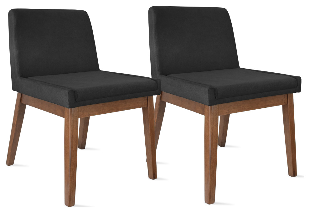 Dark Brown Wood Leg Dining Room Chair Cushion Back Upholstered Set of 2