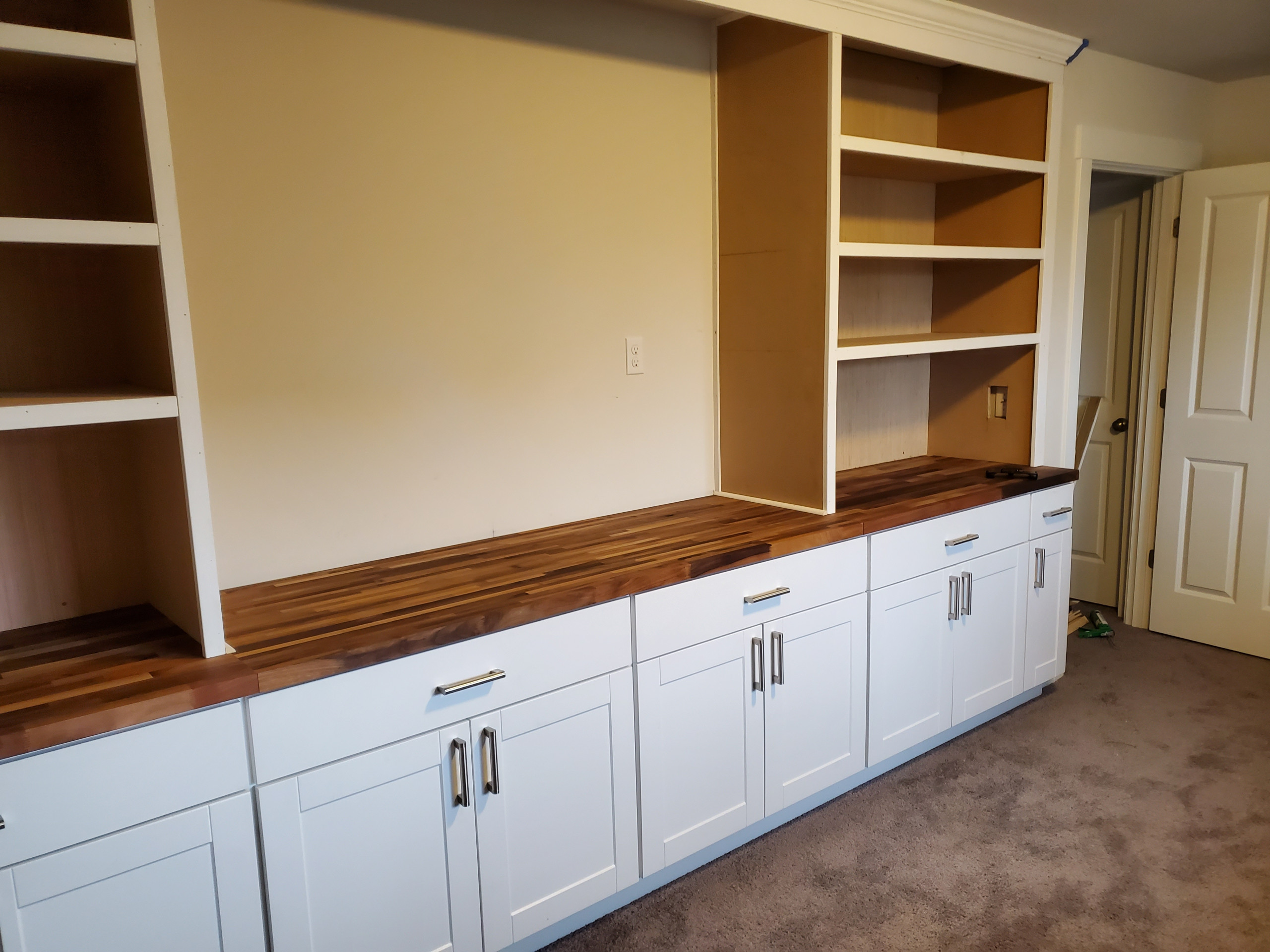 12' long built in cabinet/ with butcher block top