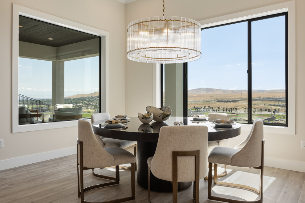 Example of a transitional dining room design in Seattle