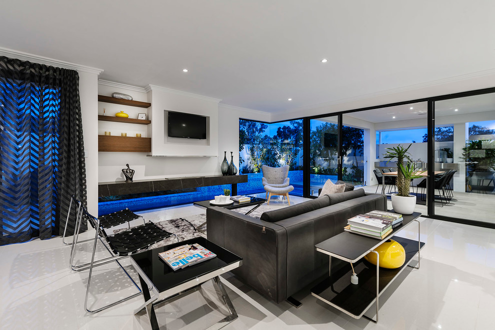 Design ideas for a contemporary family room in Perth.