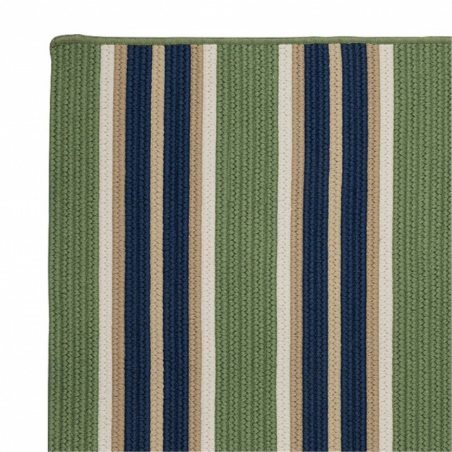 Mesa Stripe Rug, Harbor Green 3'x5' Beach Style Outdoor Rugs by