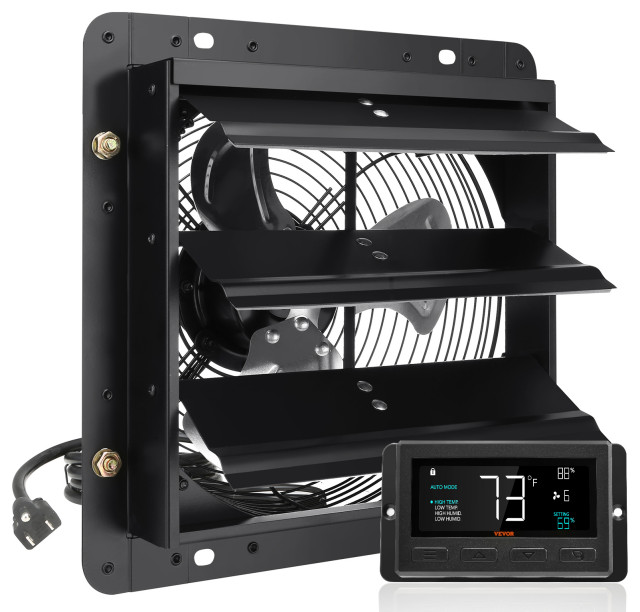 VEVOR Shutter Exhaust Fan Wallmount w/ Remote Control, 10