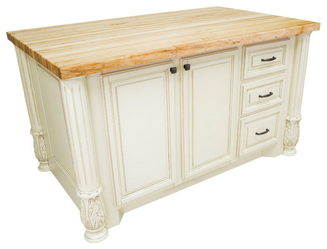 Houston Kitchen Island Cabinet, Antique-Style White