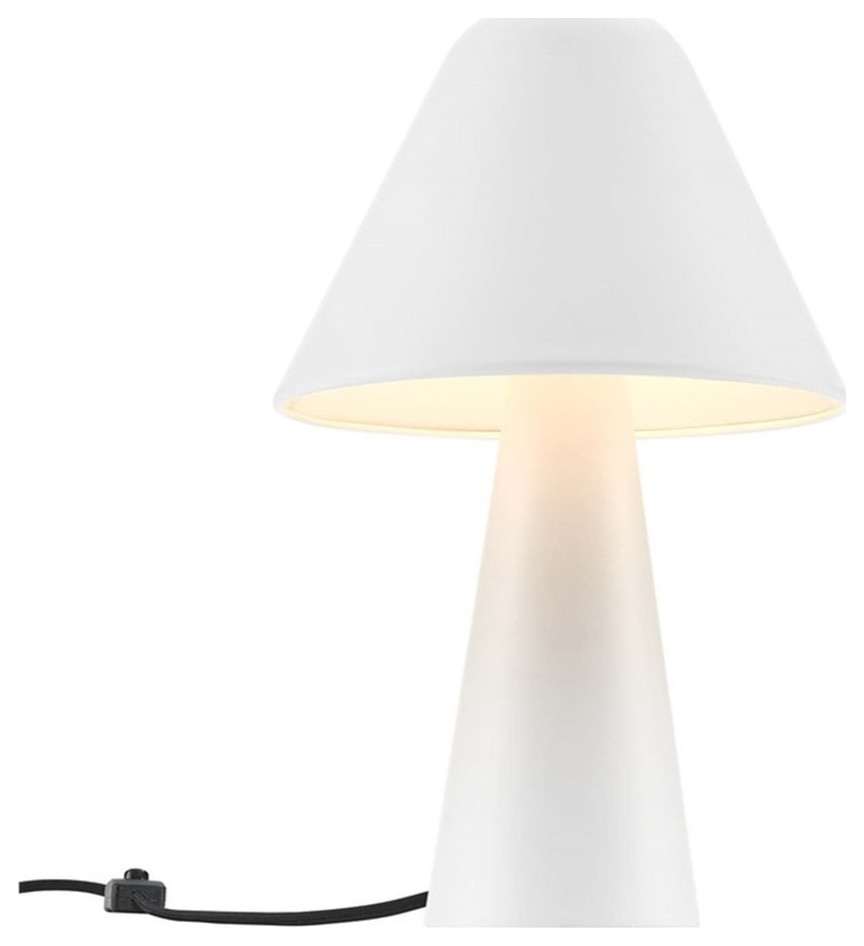 Modway Jovial Metal Mushroom Table Lamp with Swivel Shade in White