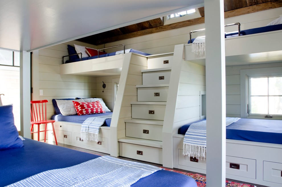 Design ideas for a beach style gender-neutral kids' bedroom in Boston.