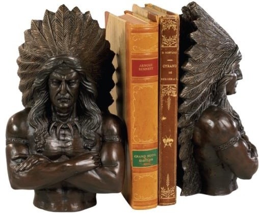 Bookends Bookend AMERICAN WEST Lodge Indian Chief Bust Oversized