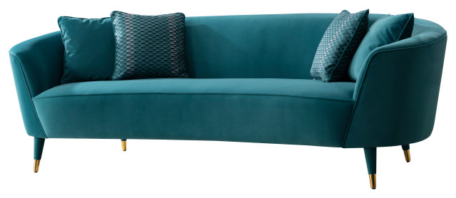 Divani Casa Jenner Modern Aqua Velvet Sofa