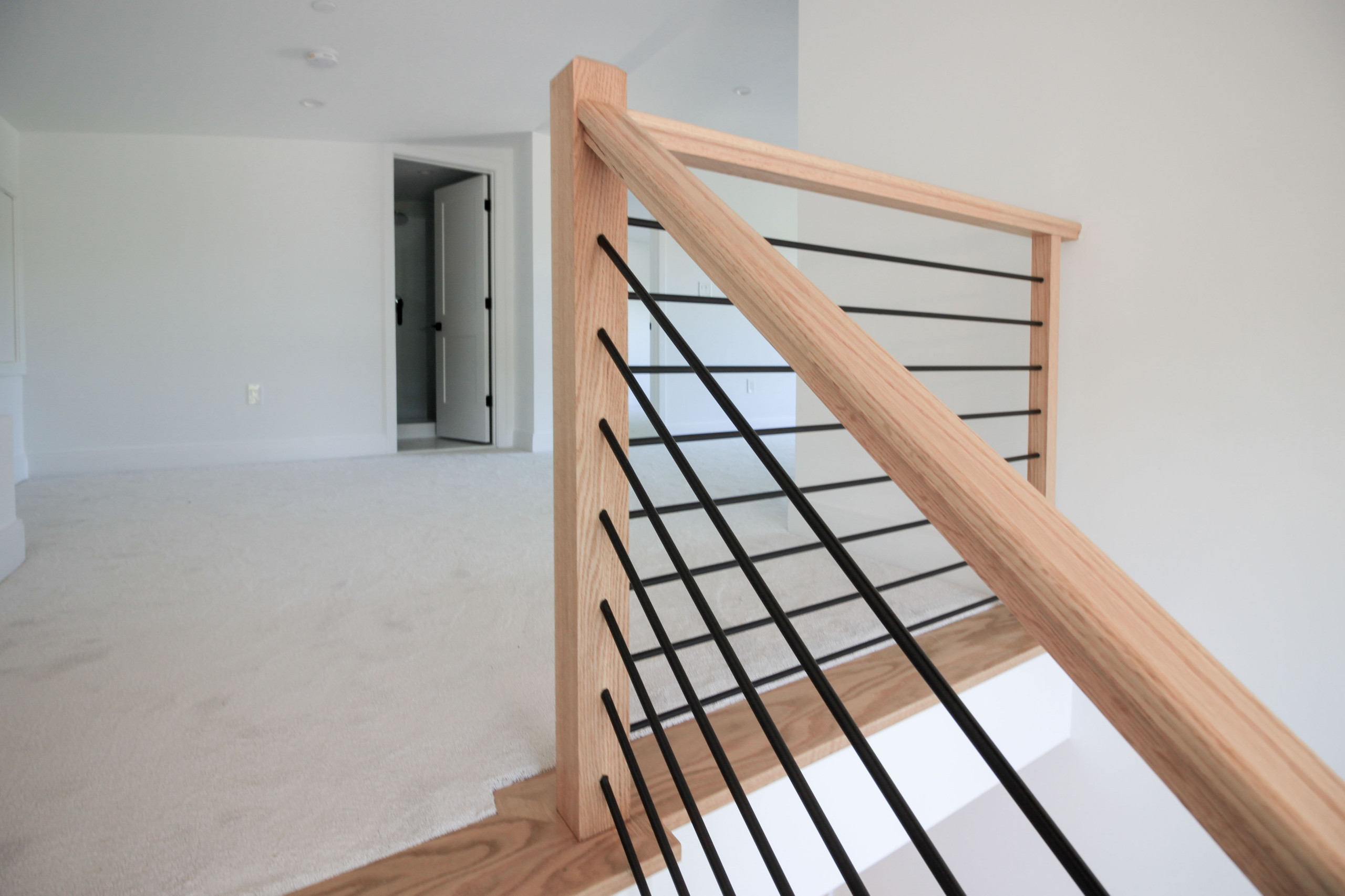 94_Neutral Color Floating Staircase with Metal Balusters, Bethesda MD 20817
