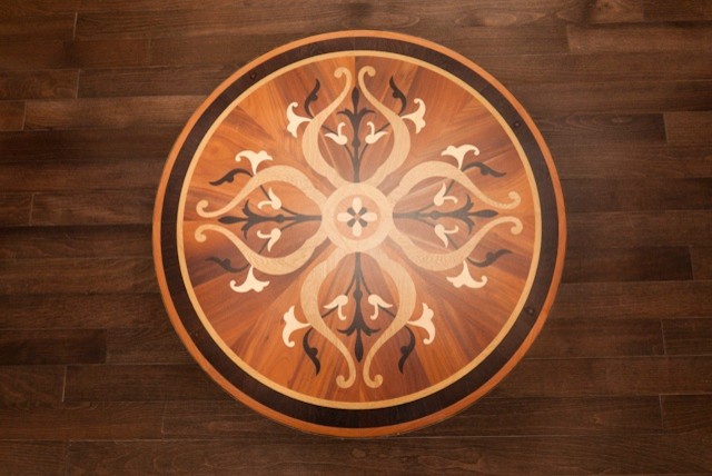 Small transitional dark wood floor foyer photo in Charlotte