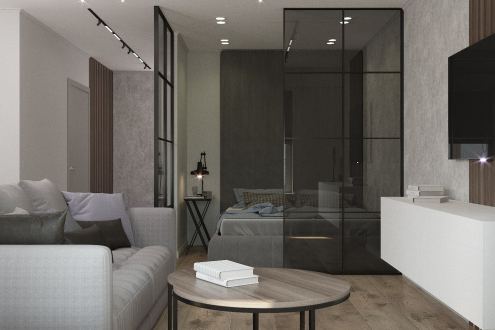 Интерьер гостиной совмещенной с кухней в современном стиле