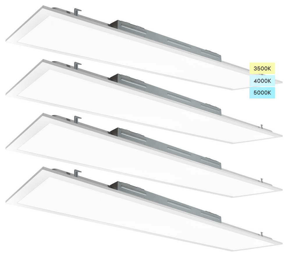 Luxrite 1x4 FT LED Panel Lights 30/35/40W 3CCT Dimmable 4 Pack Modern Recessed Lighting Kits
