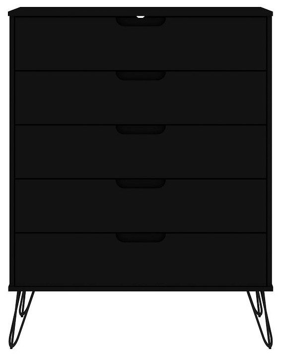 Rockefeller 5Drawer Tall Dresser in Black Midcentury Dressers by