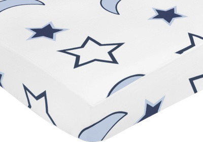 Starry Night Stars and Moons Print Crib and Toddler Sheet by Sweet Jojo Designs