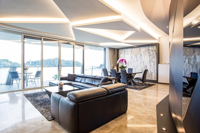Keppel Bay contemporary-vardagsrum