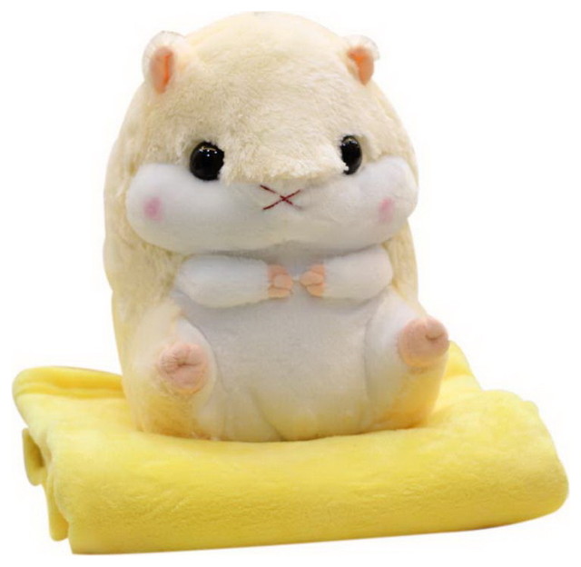 2 In 1 Cute Plush Hamster Stuffed Animal Doll Pillow Cushion