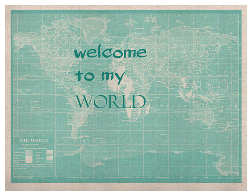 Catherine Holcombe "Welcome to my World Quote" Naturals Canvas, 24"x36"