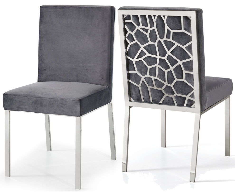 Opal Velvet Dining Chairs Set Of 2, Navy Blue Dining Chairs With Chrome Legs Singapore