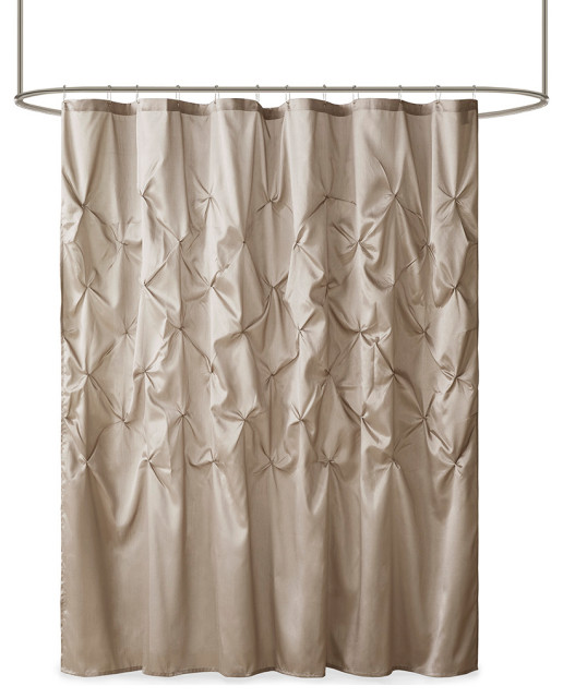 Madison Park Laurel Tufted Semi-Sheer Shower Curtain, Taupe