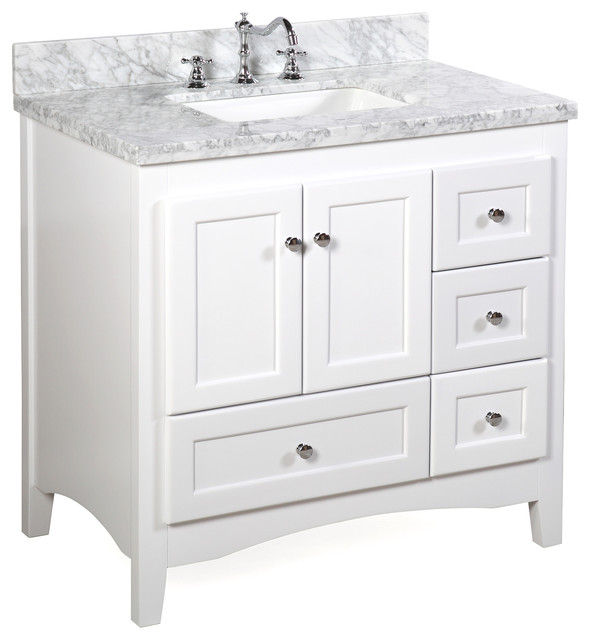 Abbey Bath Vanity Top Carrara Marble Base White 36