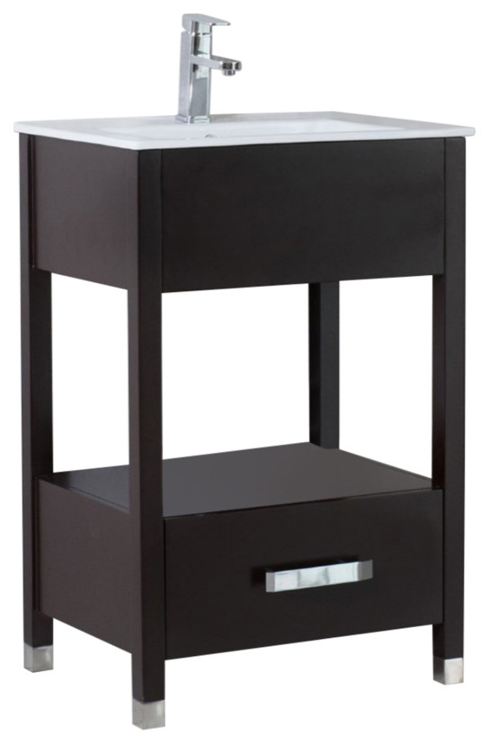 24" Single Sink VanityManufactured WoodEspresso Transitional