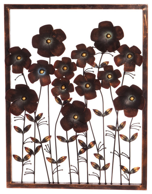 Three Dimensional Framed Iron Flower Metal Wall Art and Decor