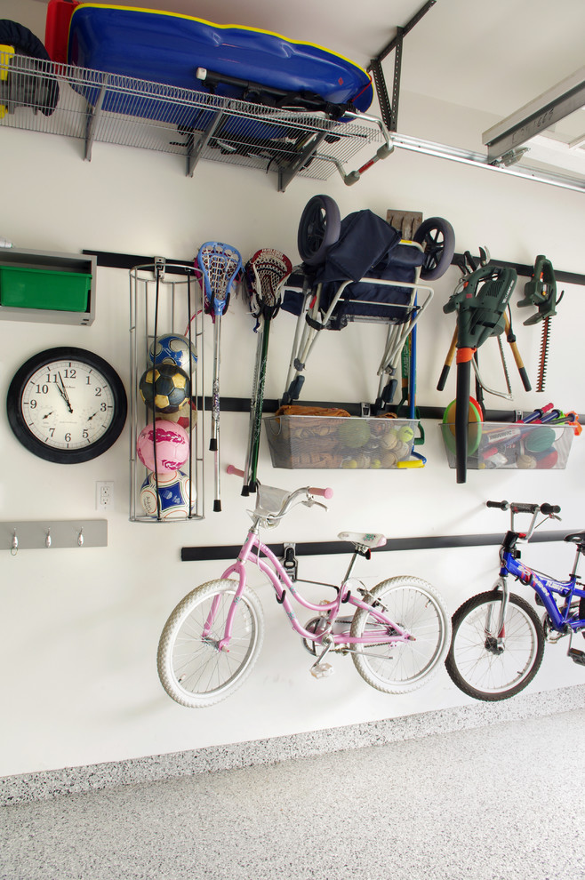 Mid-sized contemporary attached two-car garage in New York.