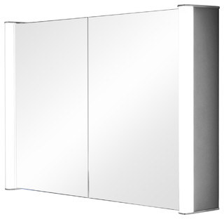 Wide Mirrored 2 Door Bathroom Cabinet With Shaver Socket Modern