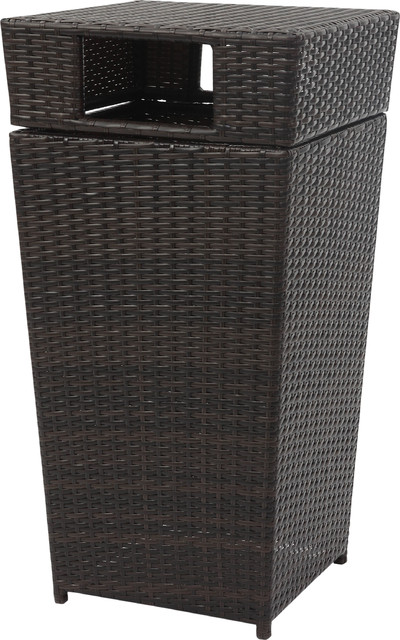 Safavieh Baker Outdoor Wicker Trash Bin Tropical Outdoor Trash