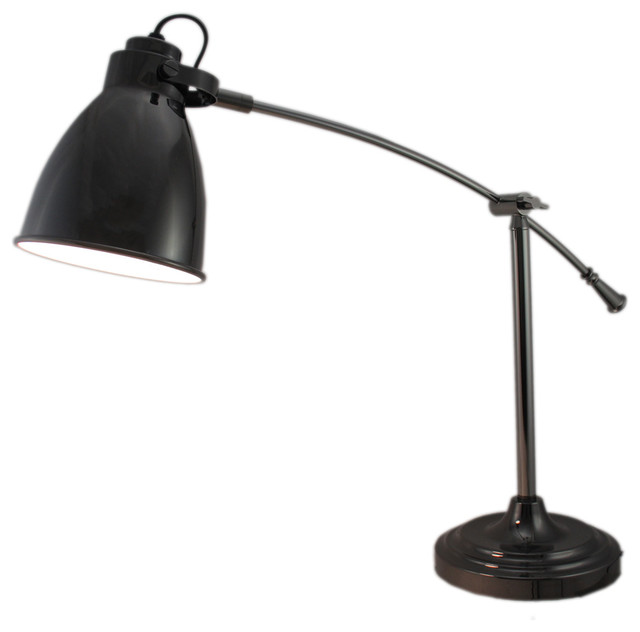 Black Enamel Finish Adjustable Pharmacy Table Lamp 28 Inches Tall