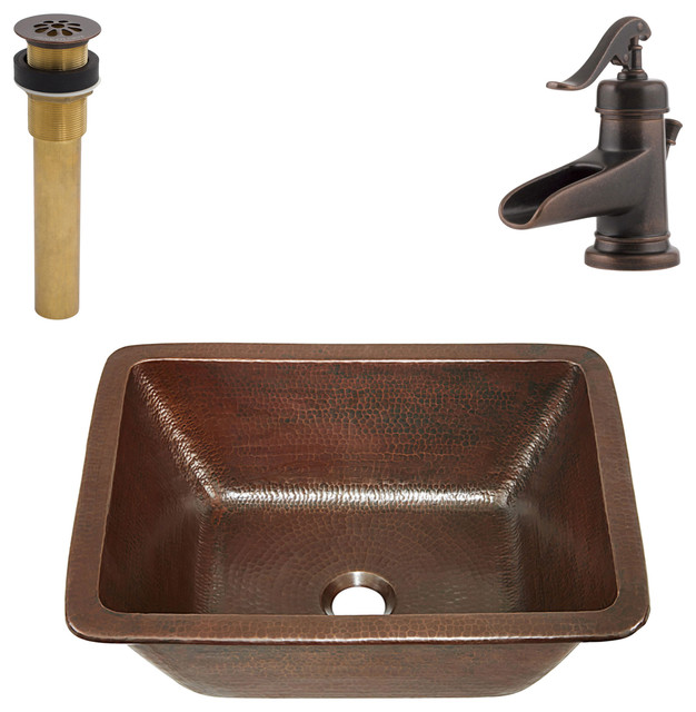 Hawking Undermount/Drop-In Copper Sink Kit With Pfister Bronze Faucet & Drain