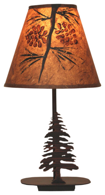 Burnt Sienna Mini Iron Pine Tree Table Lamp
