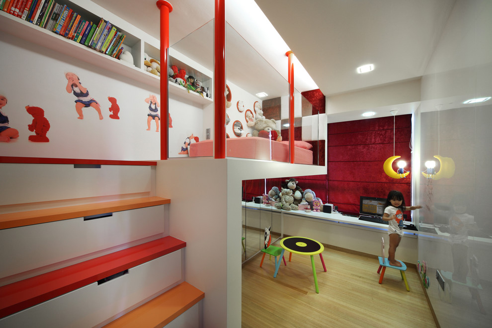 Inspiration pour une chambre d'enfant minimaliste.