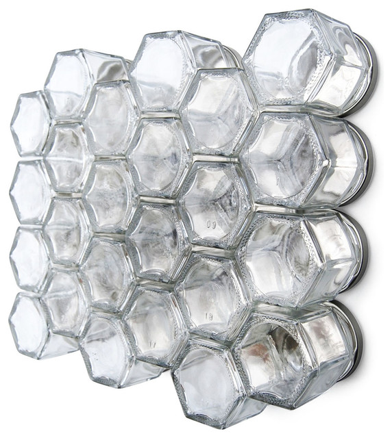 DIY Magnetic Spice Rack, Set of 24 Small Empty Magnetic Glass Jars, Silver Lids