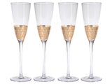 Zodax Kampari Slim Champagne Flutes with Gold Rim Set of 4