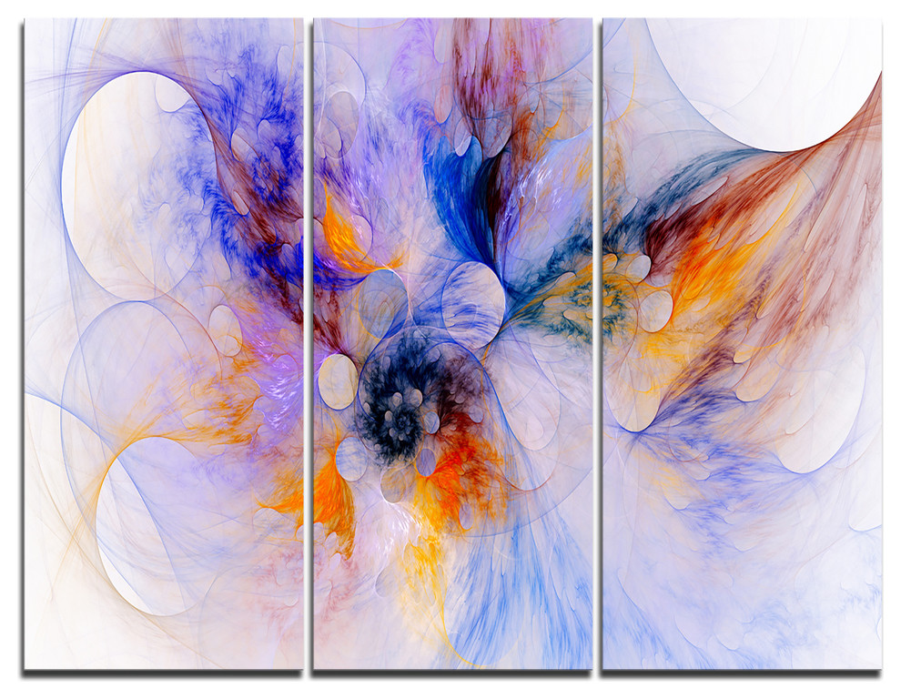 "Fractal Floral Wallpaper Art" Digital Wall Art, 3 Panels, 36"x28", 36