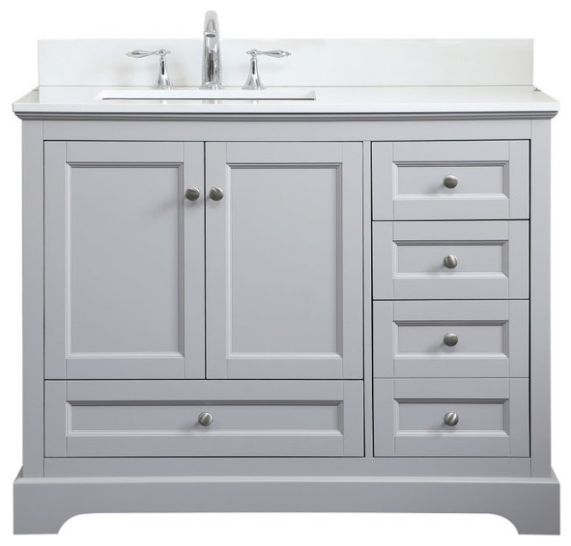 Elegant VF15542GRBS 42"Single Bathroom Vanity, Gray With Backsplash