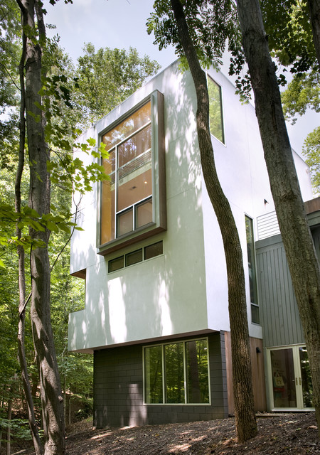 Forest House in Spring trendy-hus-og-facade