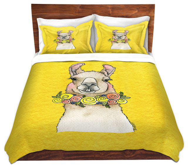Toothy Llama Yellow Duvet Cover Twin Only 68 X88 Microfiber