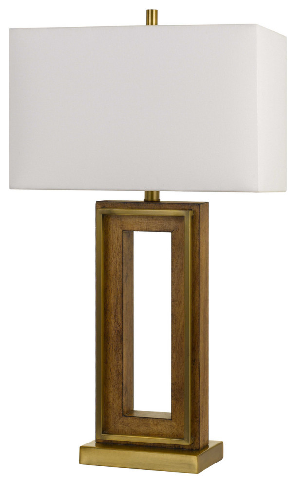 Cal Lighting  BO2837TB  One Light Table Lamp  Couvin  Antique BrassWood