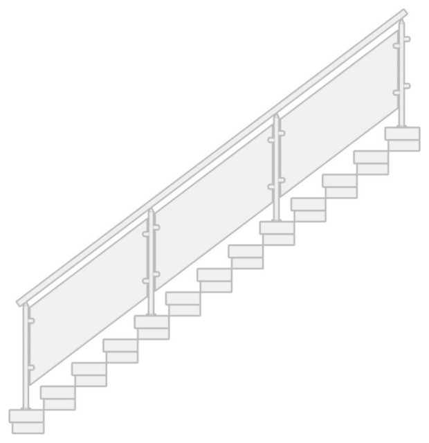 Stairs open straight glass Contemporary Stair Parts by Houzz 3D