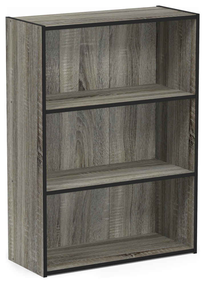 Open Shelf Bookcase French Oak Gray, Hampton Bay White 3 Shelf Bookcase Black