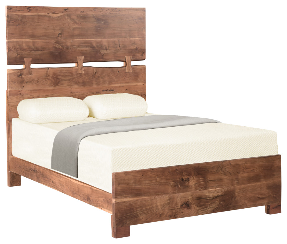 Henderson 65" Live Edge Queen Bed, Queen Rustic Platform Beds by