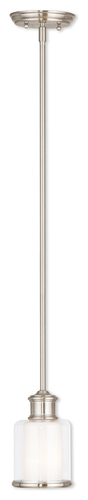 Livex 40210-91 1-Light Brushed Nickel Mini Pendant, Brushed Nickel