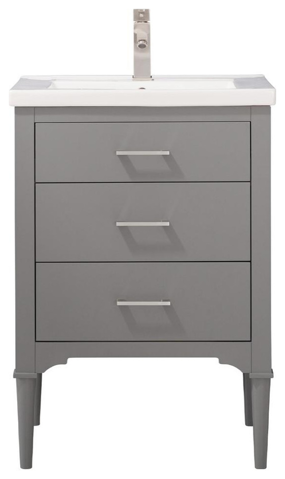 Mason 24" Gray Single Sink Vanity Midcentury Bathroom Vanities And Sink Consoles by Bath